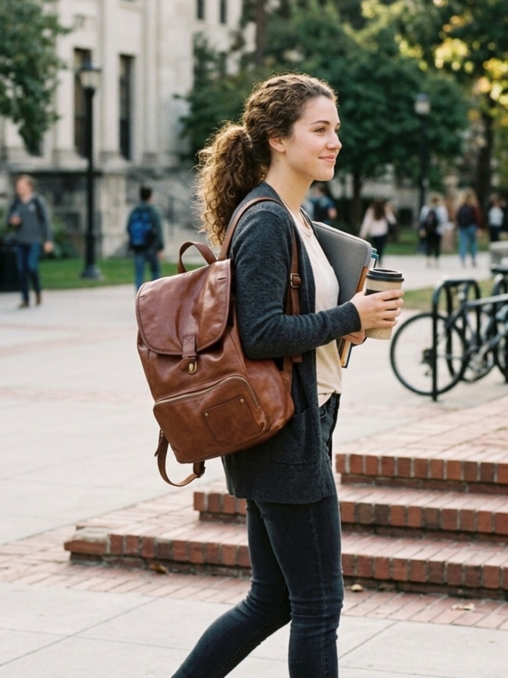 Fossil Brown Leather Backpack
